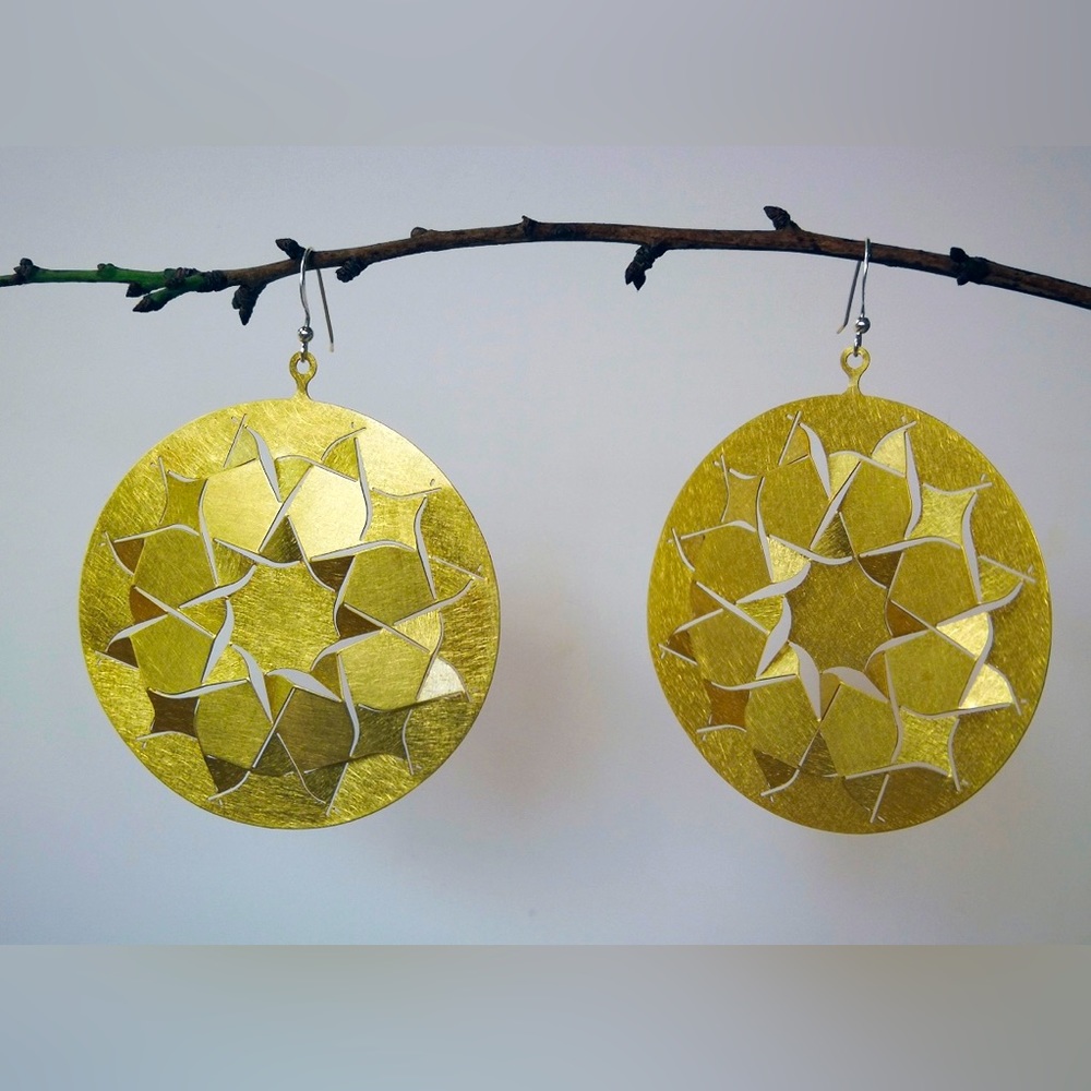 Brass Statement Earrings - image 1